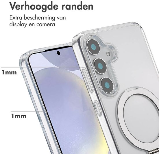 Accezz Coque pour Samsung Galaxy S25 Plus - Accezz Ring Stand Back Cover Compatible avec MagSafe - Transparent