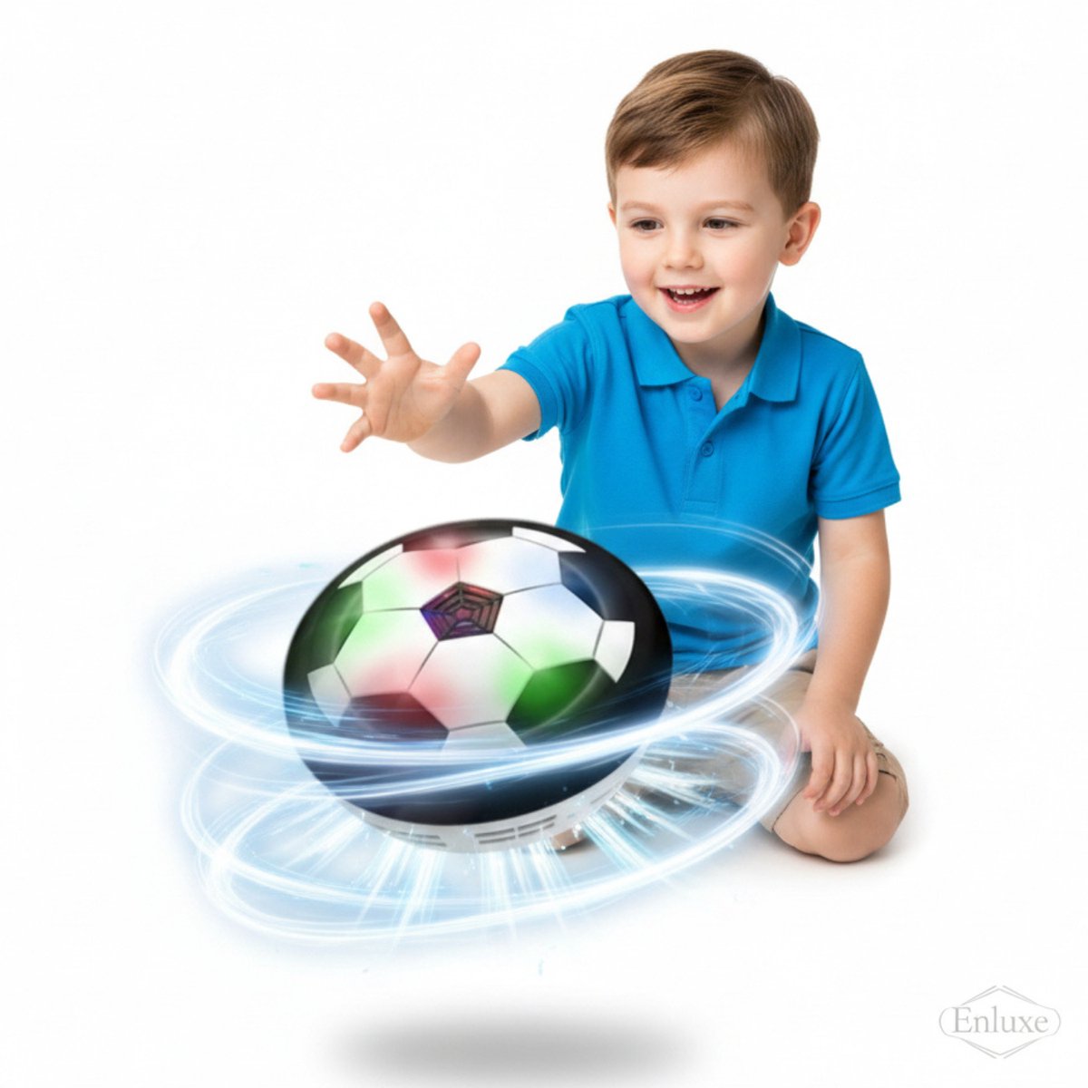 Enluxe LED Hover Voetbal – 18CM Indoor Zwevende Voetbal – Air Soccer Bal met Schuimrand Speelgoed