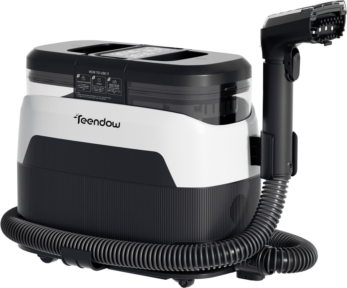 Teendow C6 MAX Tapijtreiniger - 12000Pa Zuigkracht -Hoge temperatuur Stoomreiniging - 1250ml Watertank - 950ml Afvalwatertank - 4m Verlengsnoer- Wit