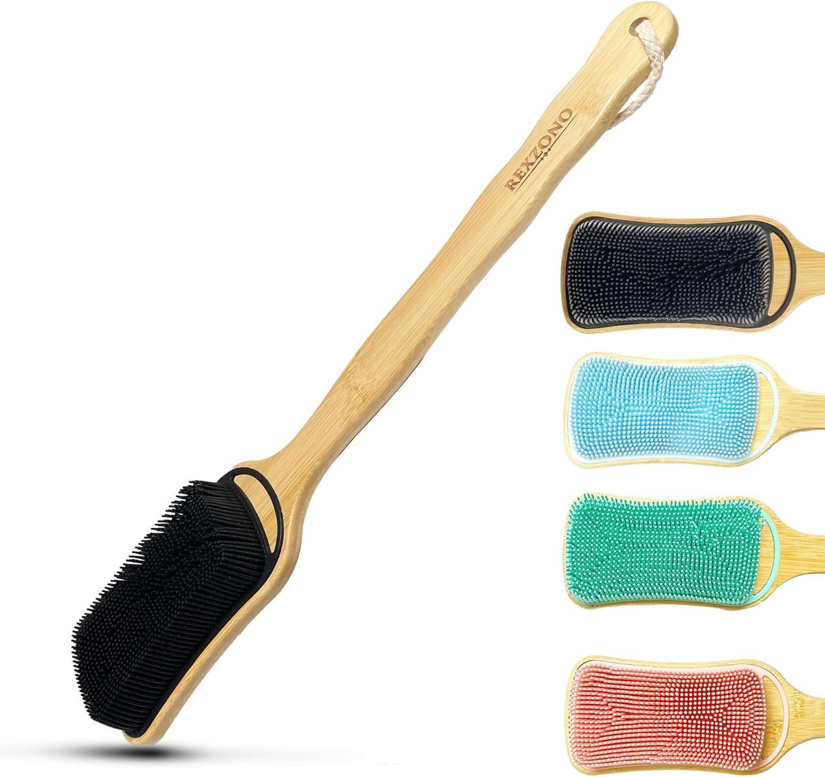 Siliconen Rugschrobber voor Douche - Exfoliërende Lichaamsscrubber met Lange Steel