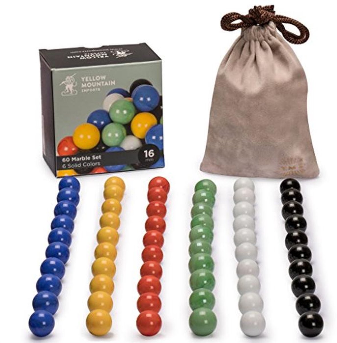 Set van 60 Marbles voor Chinese Dam – Solide Kleuren – Ø 16 mm