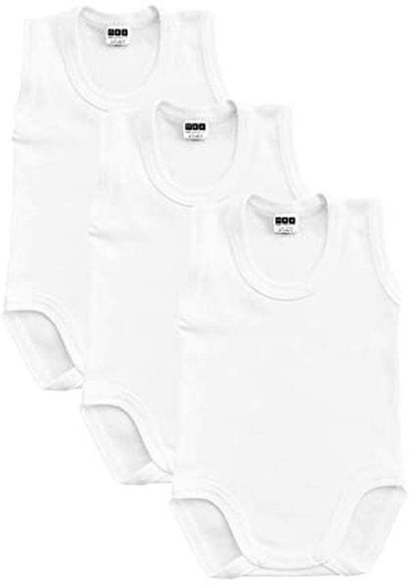 Mouwloze babybody's set van 3 - 100% katoen - uniseks - kleur wit