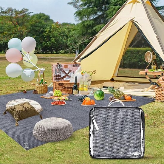 Campingmat voor buiten, vloermat en tenttapijt inclusief draagtas en haringen (250 x 400) — afbeelding 5
