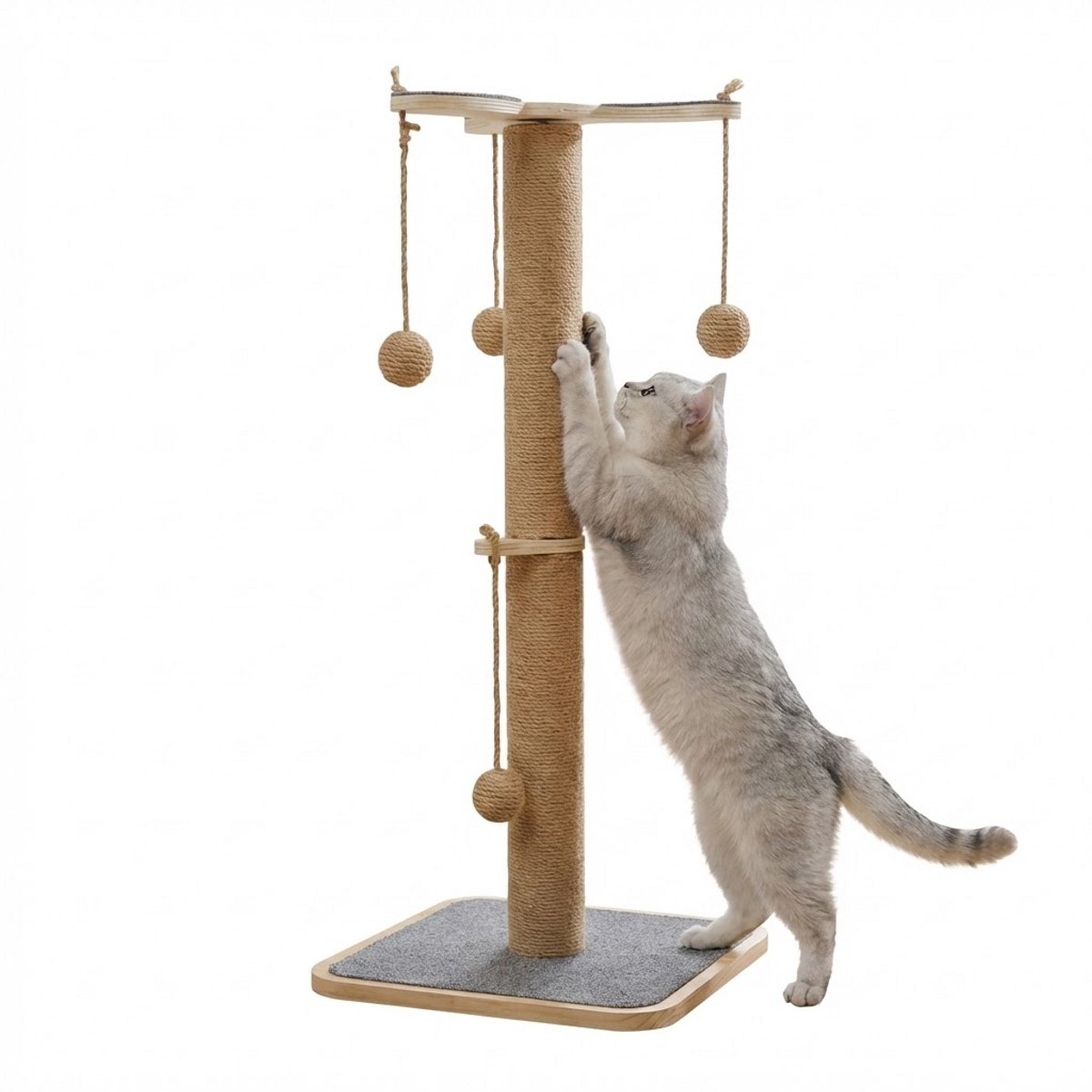 YYchan Krabpaal hout - Krabpaal voor katten - Krabpaal Natural - Kattenspeelgoed - H 75 cm