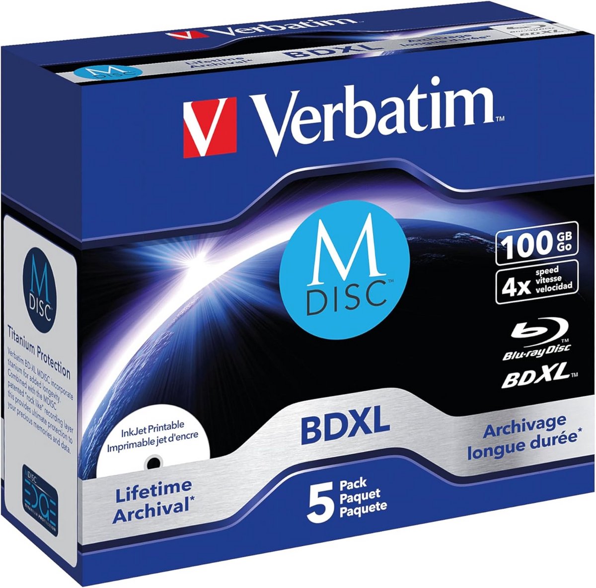100 GB Blu-Ray Disc - 4x snelheid, duurzame opslag, 5 Pack Jewel Case