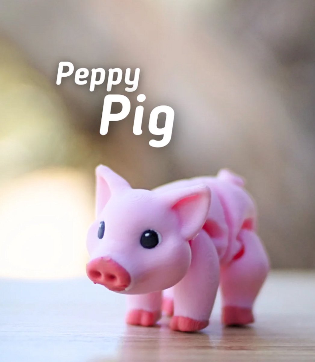 Blije Big 3D Print - Vera's Arts & Dice | Peppy Pig 3D Print - Speelgoed - Verzamelobject - Big Varken Zwijn Figuur - Roze Zwart Wit
