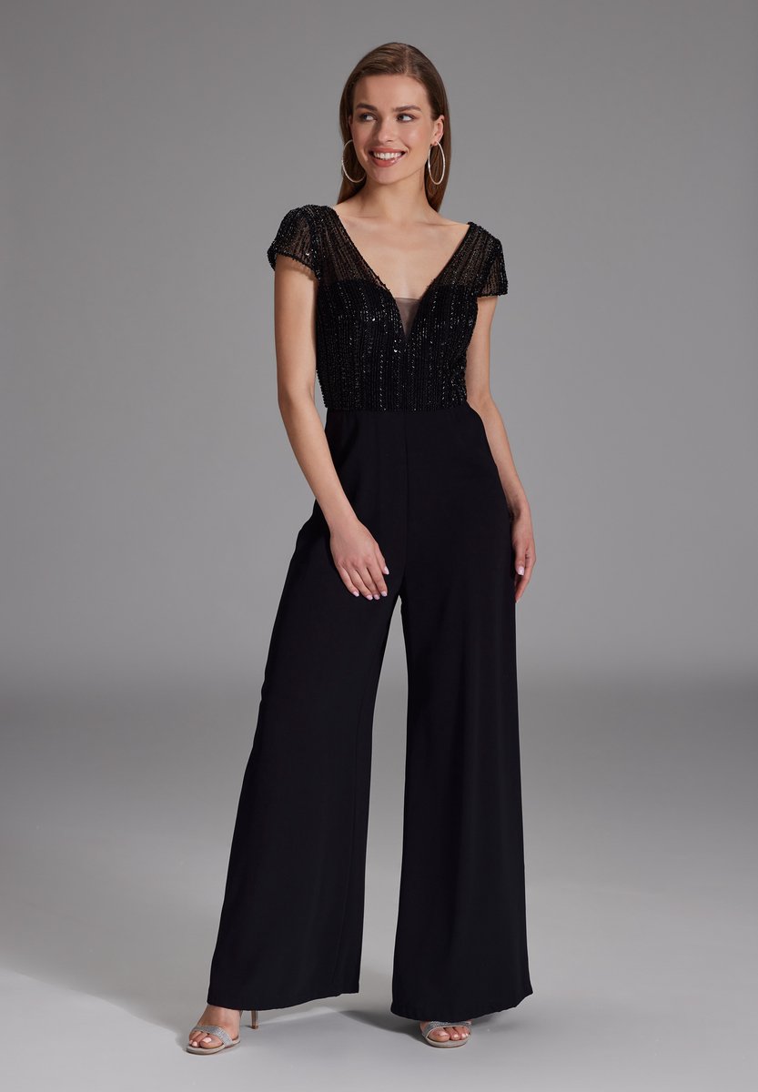 Swing zwarte jumpsuit met pailletten – XXL