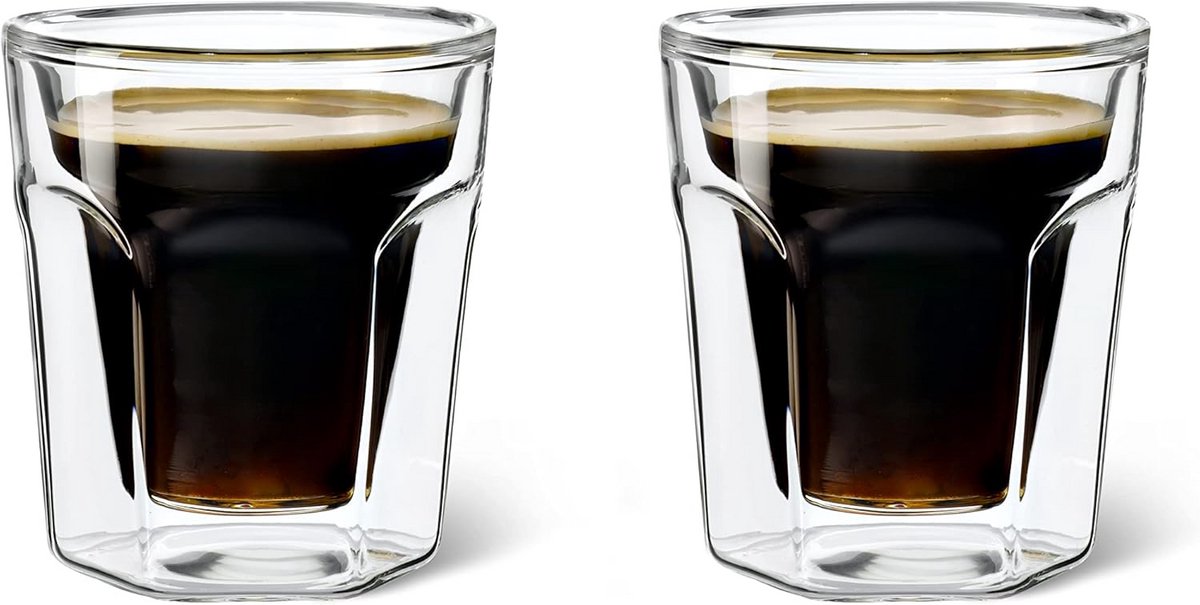 Dubbelwandige Koffieglazen Set van Twee - 100ml