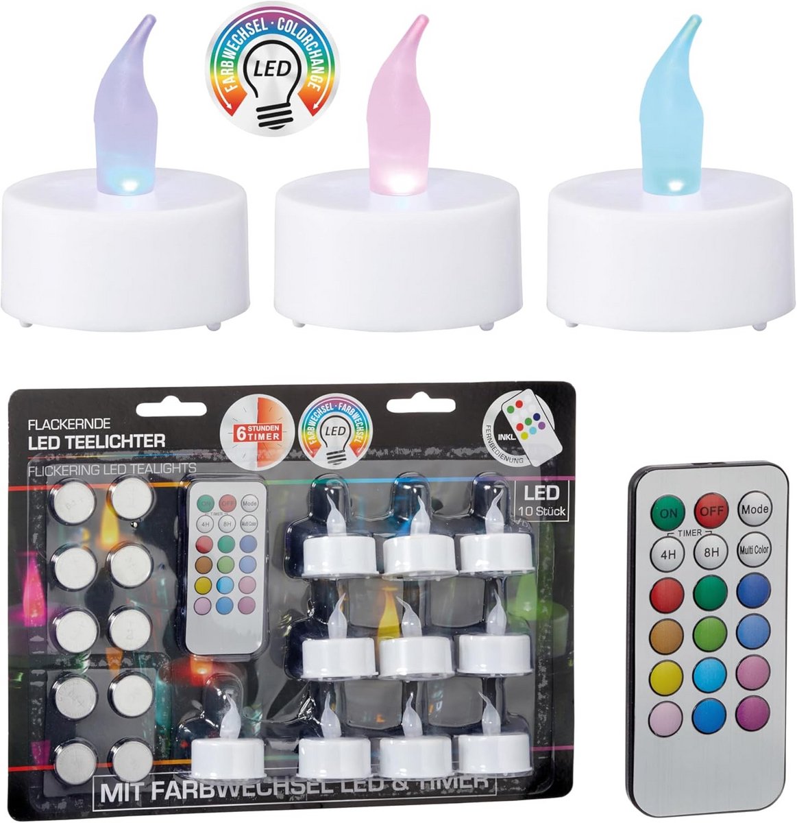 Kleur Veranderende LED Theelichten Set van 10 met Afstandsbediening