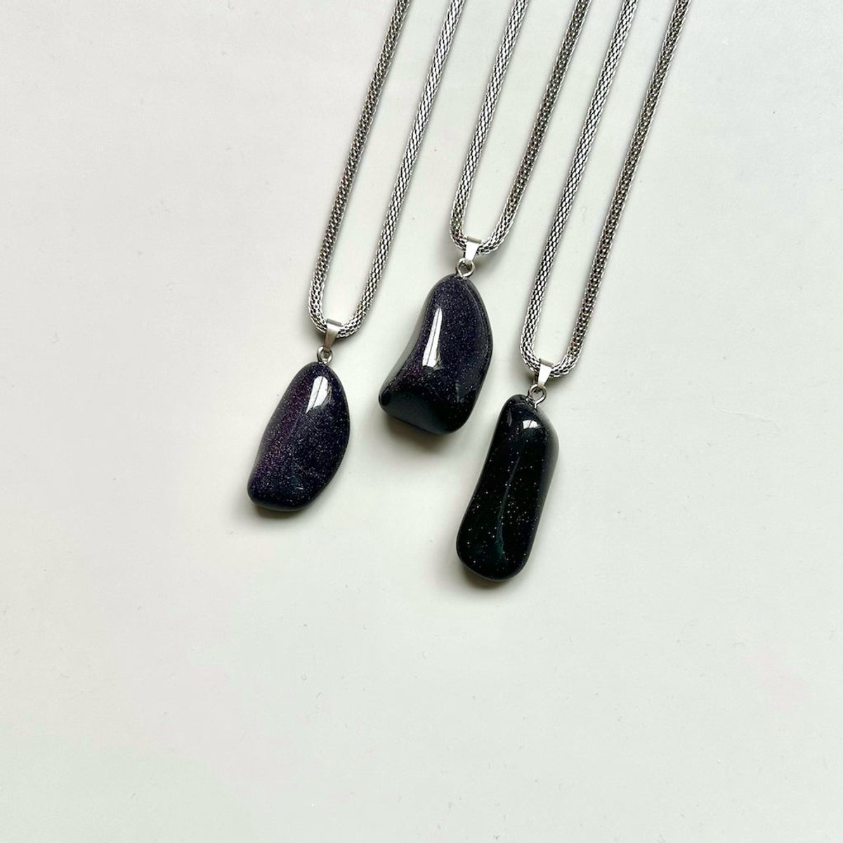 Gemstone ketting Goudsteen blauw