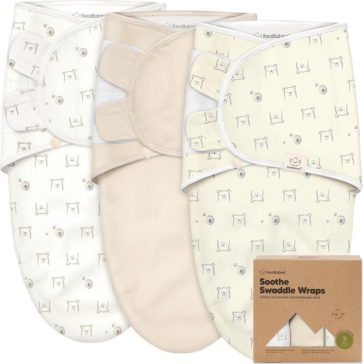 Ergonomische Baby Wikkeldoeken - 3-Pack voor Pasgeborenen 0-3 Maanden