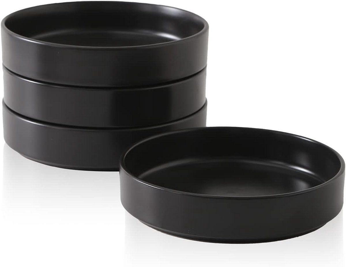 Ronde Steengoed Pastakom Set - 4 Stuks, Zwart