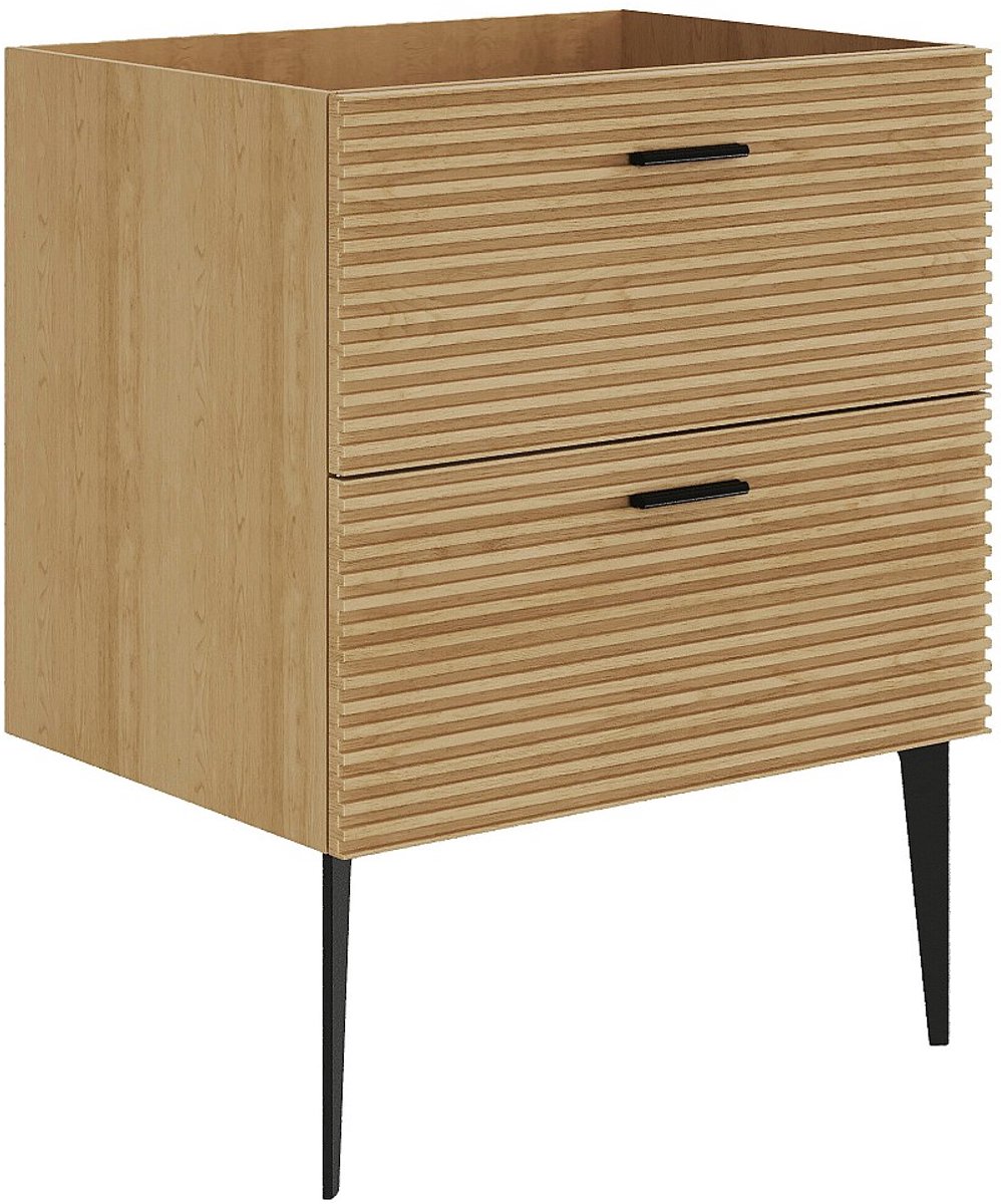 Vente-unique Wastafelmeubel staand met strepen - 2 lades - kleur: naturel - 60 cm - SARONE