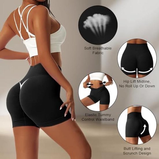 Hoge Taille Dames Gym Shorts - Naadloos en Comfortabel voor Sporten — afbeelding 4