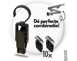 GOODD® - Wasknijpers - Knijpers - 10 STUKS - Met haak - Zwart - Droogrek knijpers - Wasrek knijpers