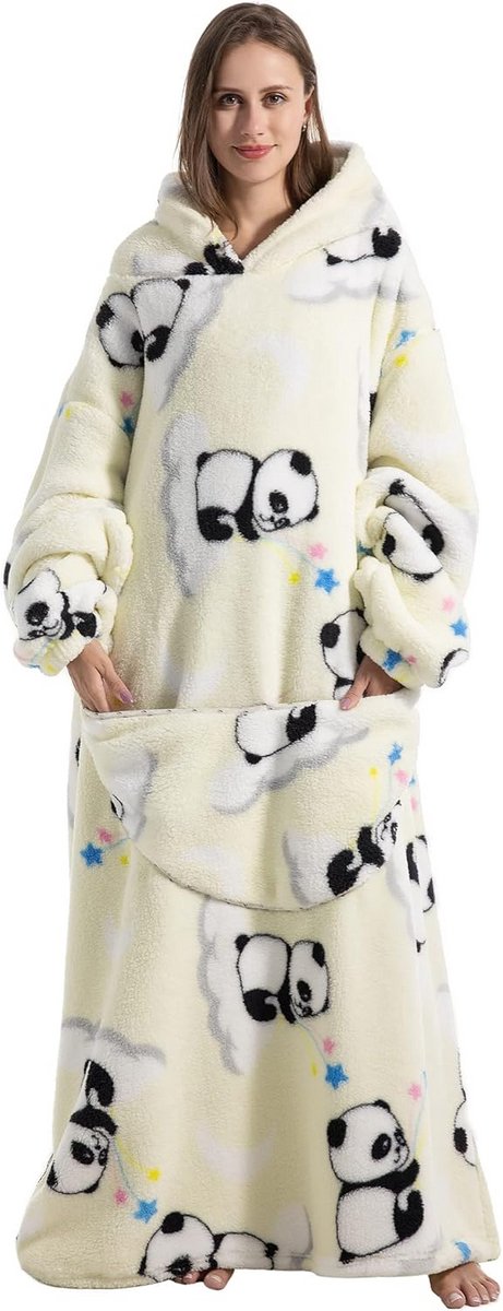 Extra lange oversized deken hoodie - Draagbare fleece hoodie voor volwassenen - Perfect voor thuis en buiten