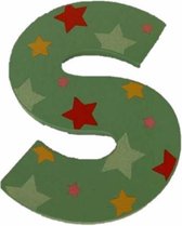 Decoratieletter - S - Hout - 7cm - Groen