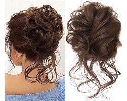 Haar Wrap - Hairextensions knotje bruin - Haarstuk Bun - Haarwrap Extensie - Haarstuk - Nep Haar - Kleine haarstukken voor opgestoken kapsels - Volumineuze opgestoken haarknot - Dames haarstuk - Lichtbruin