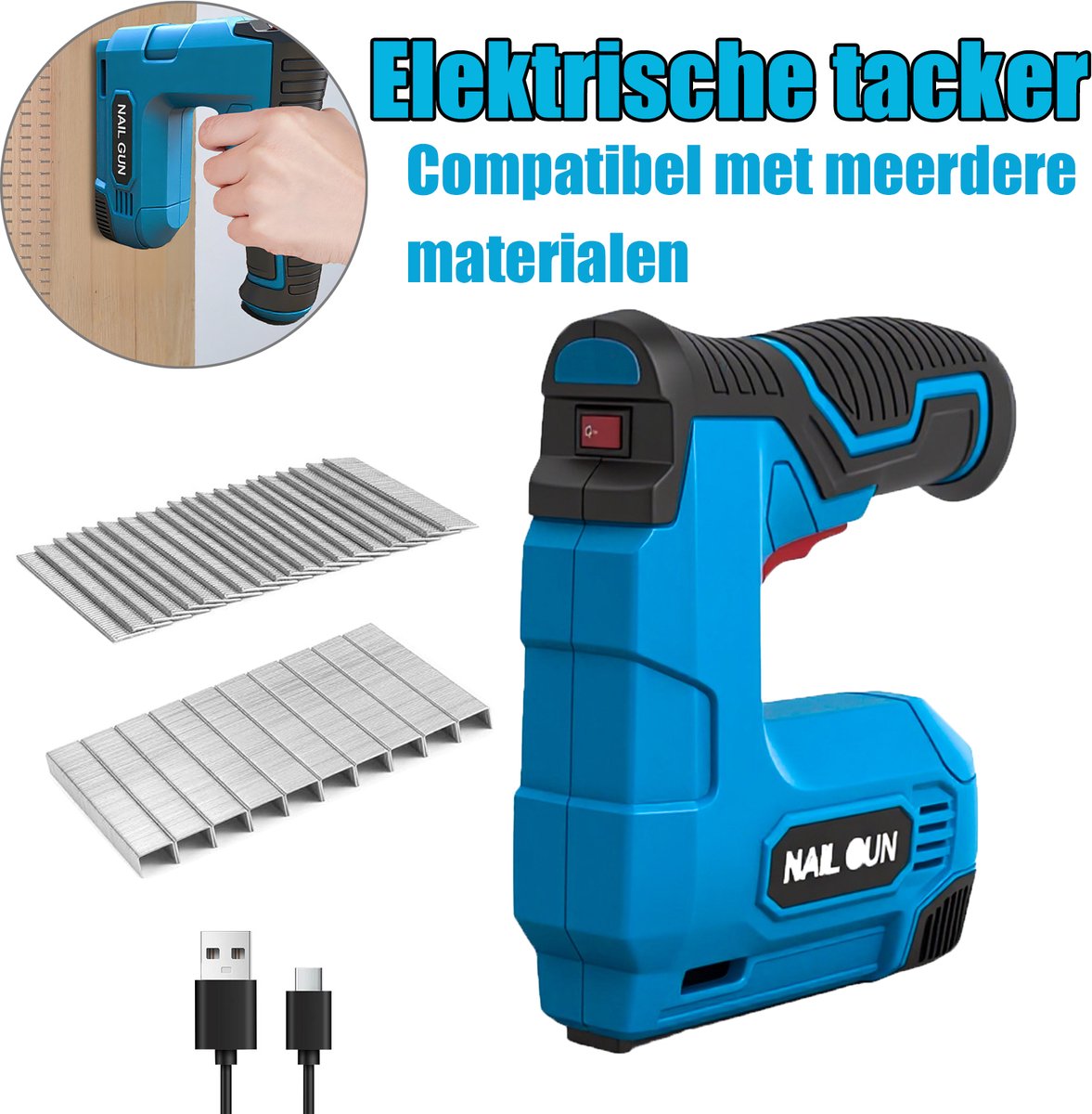 Nagelpistool draadloos, 2-in-1 elektrische spijkerpistool & nietpistool voor DIY-projecten zoals stofferen, huisverbetering en houtbewerking