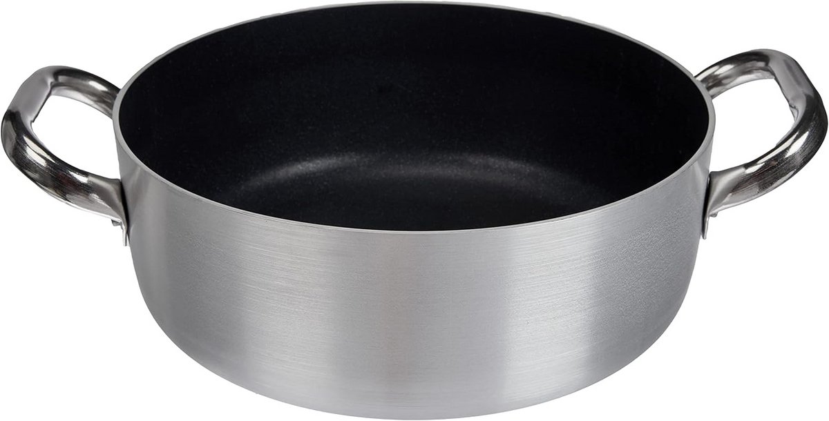 Aluminium braadpan met antiaanbaklaag en 2 roestvrijstalen handgrepen - 24 cm