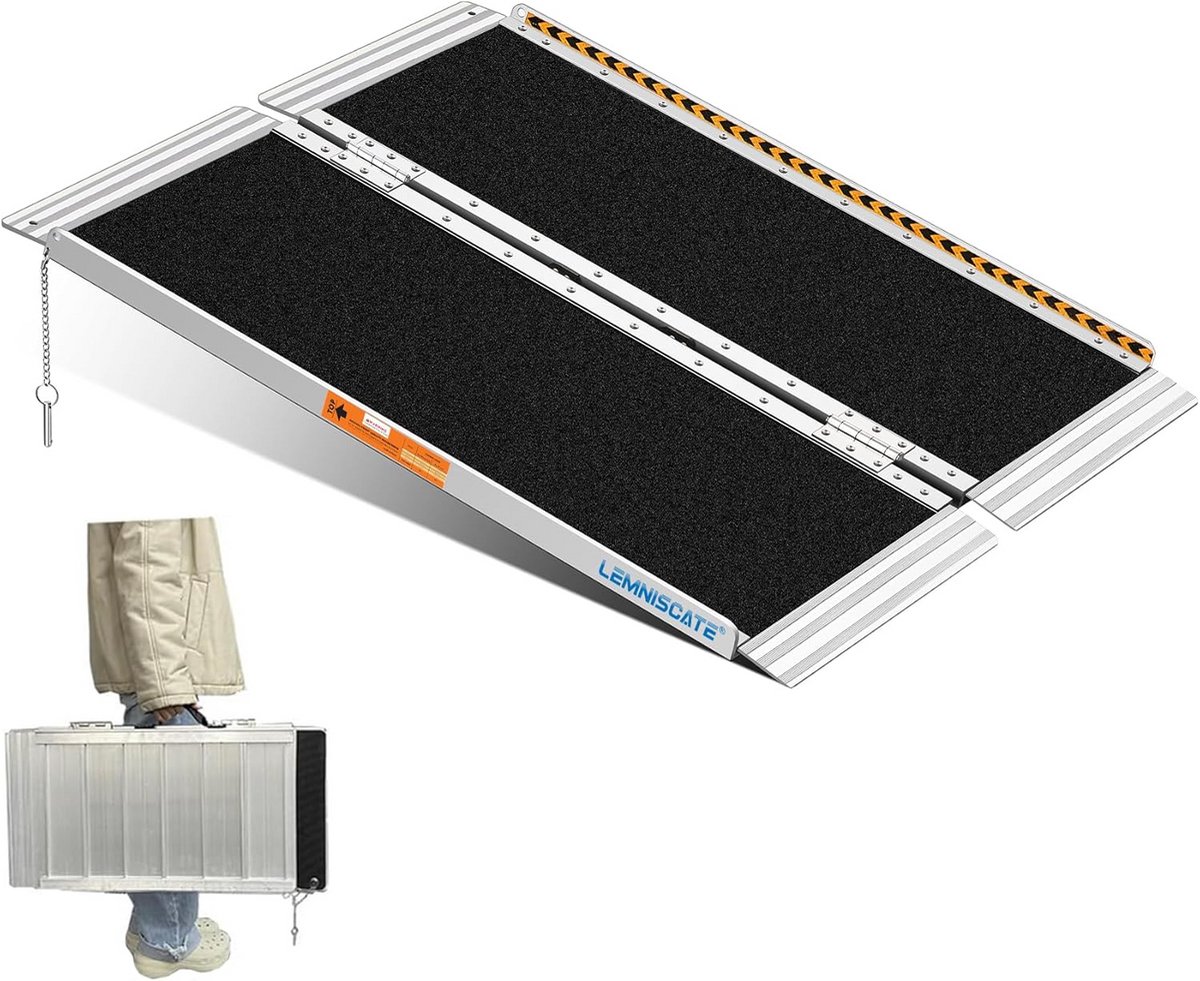 Opvouwbare rolstoelhelling 74 cm - antislip aluminium ramp voor toegankelijkheid in huis