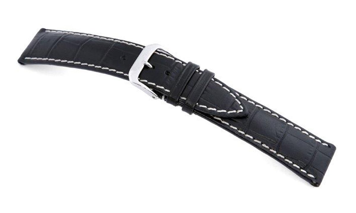 Lederband Tupelo 18mm zwart met Alligatorprint