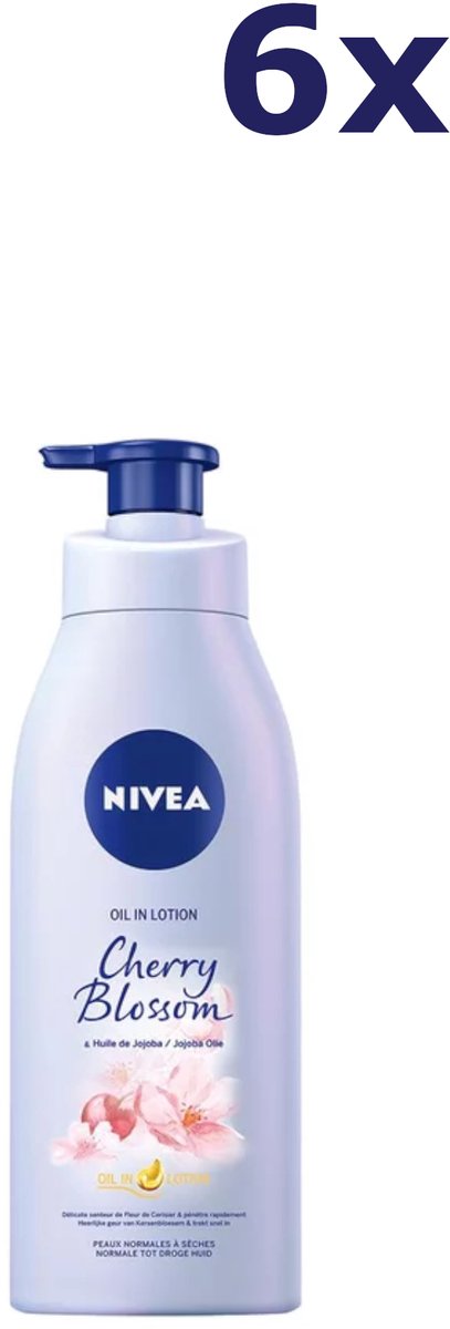 6x Nivea Bodylotion – Cherry Blossom & Jojoba met Pompje 400 ml