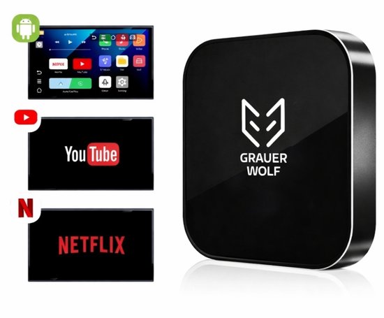 Android 12 CarPlay Adapter Draadloos – CAR IQ BOX 4GB RAM 64GB – YouTube, Netflix, Spotify, Android Auto