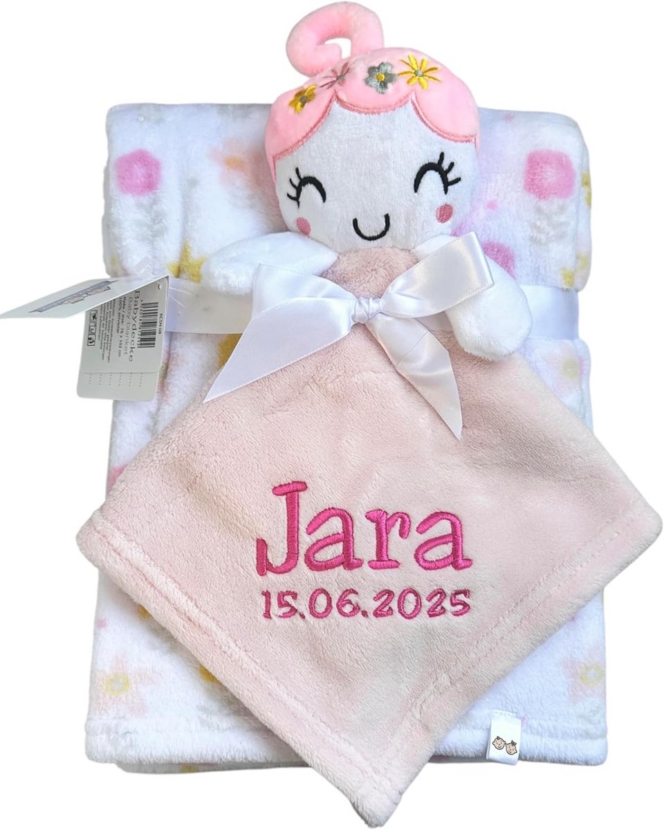 Gepersonaliseerde Babydeken met Borduurwerk en Knuffeltje
