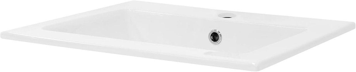 Keramische wastafel 52,5x21x45 cm vierkant met overloop en afvoergarnituur - Ideaal voor badkamer, toilet of compacte wasruimte