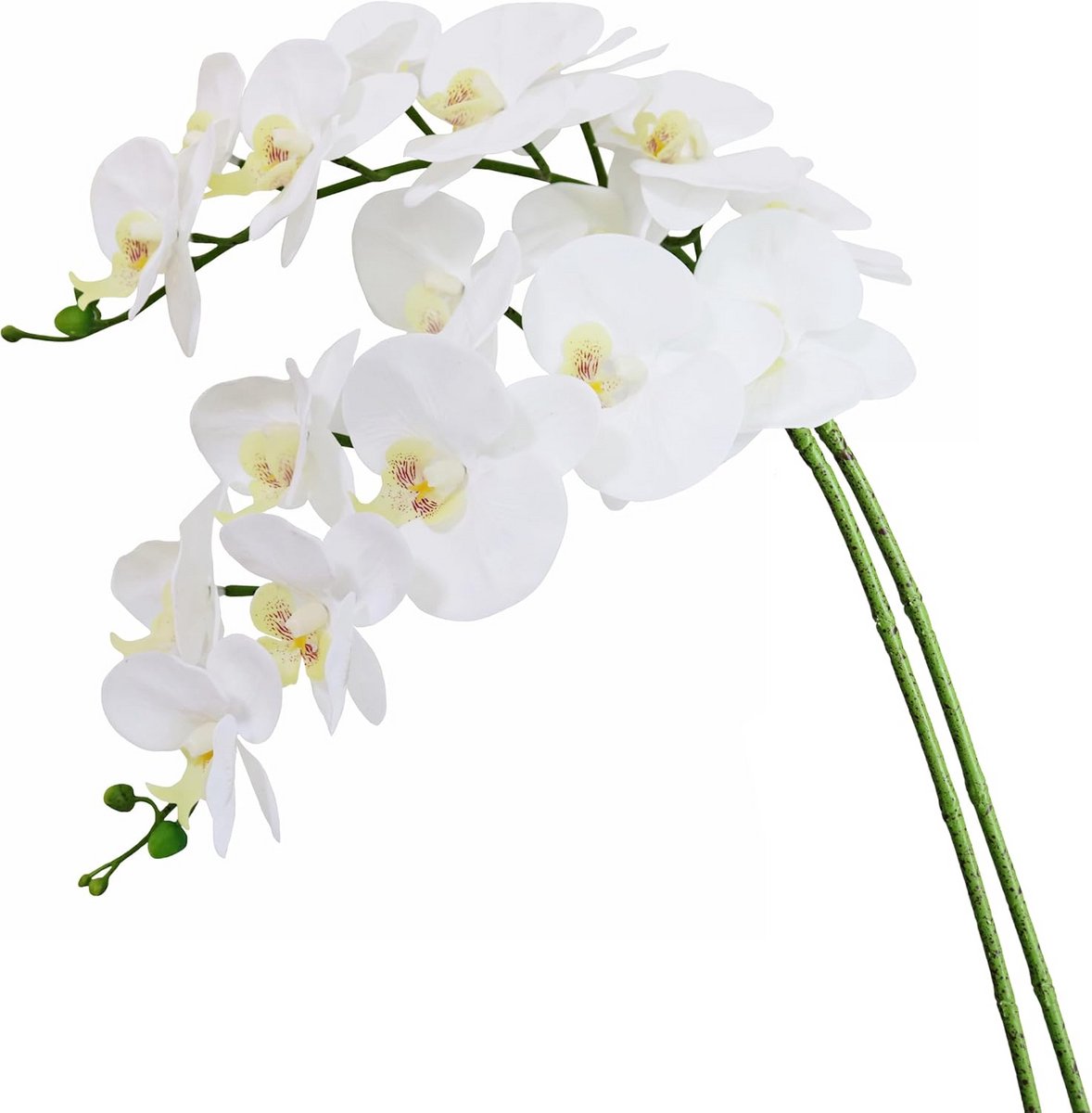 Phalaenopsis kunstbloemen takken 96,5 cm voor bruiloft en thuisdecoratie - 2 stuks - Wit