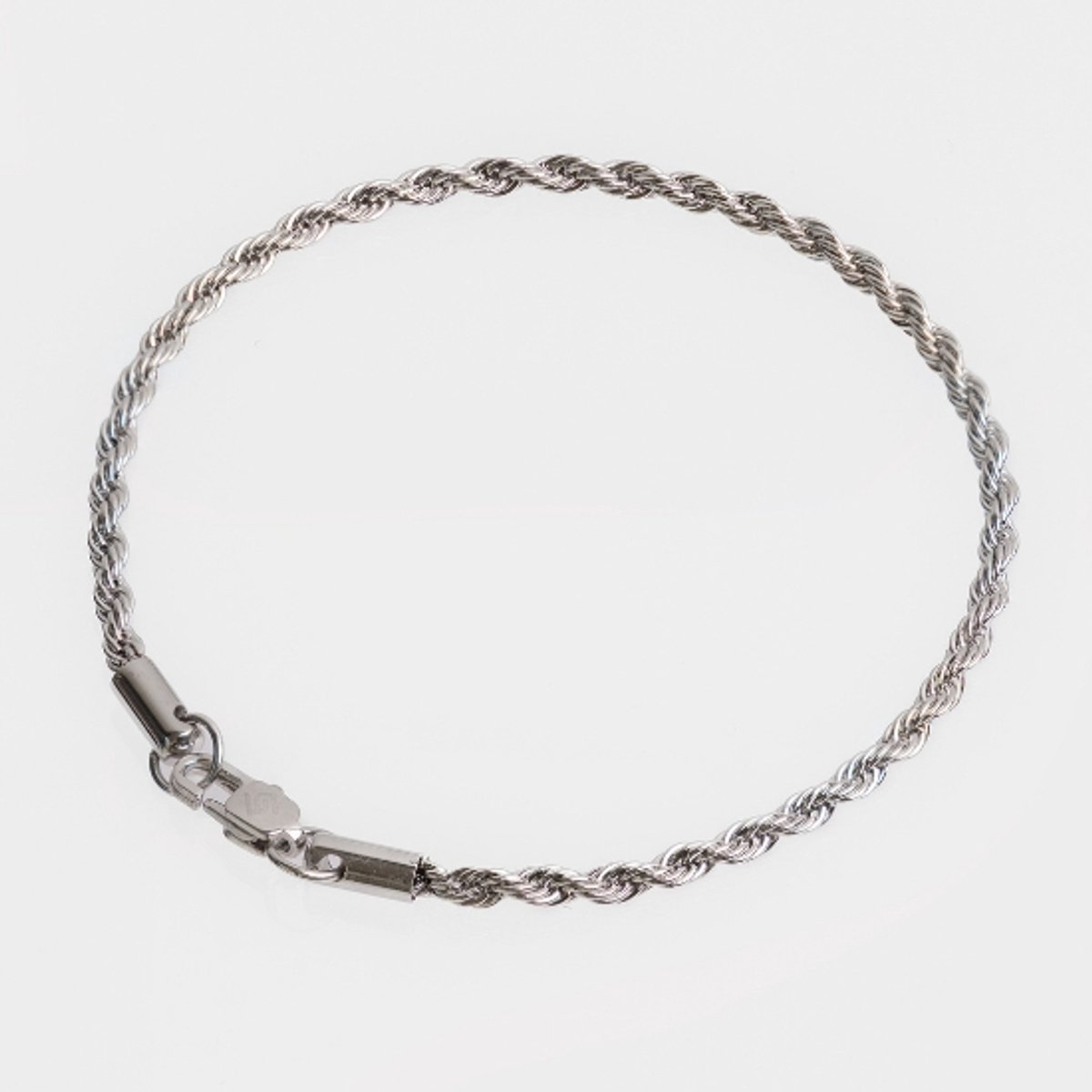 Unreal Elements Heren Armband - Zilverkleurig - Rope 3mm RVS - Bracelet - 20 cm - Cadeau voor Mannen