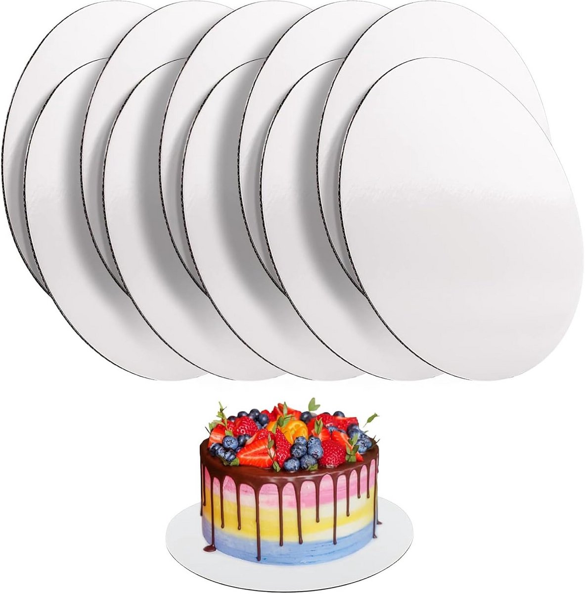 Ronde taartonderlegger voor transport en presentatie - 10 stuks - 20 cm - Wit