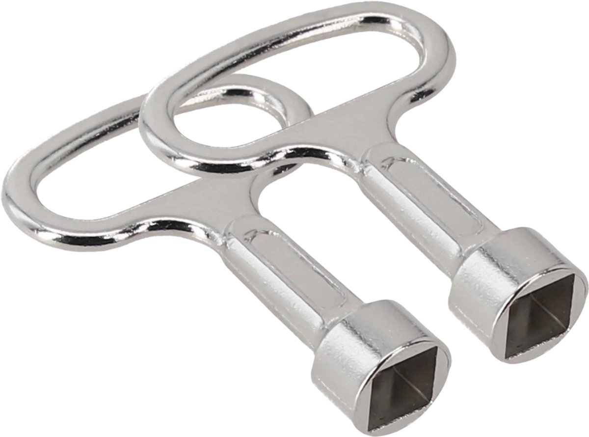 2x Sleutel voor kraan - 8x8 mm- RVS - Vierhoekig - Loodgieter sleutel - Radiator Sleutel -