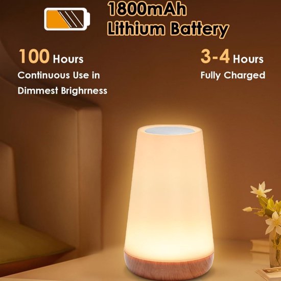 USB oplaadbare nachtlamp - Sfeerverlichting - Kindernachtlamp - Nachtlamp - 13 kleuren - LED-verlichting - Met afstandsbediening - Touchbediening - Sfeerverlichting - Geschikt voor slaapkamers, woonkamers en woonaccessoires - Wit van Merkloos — afbeelding 5