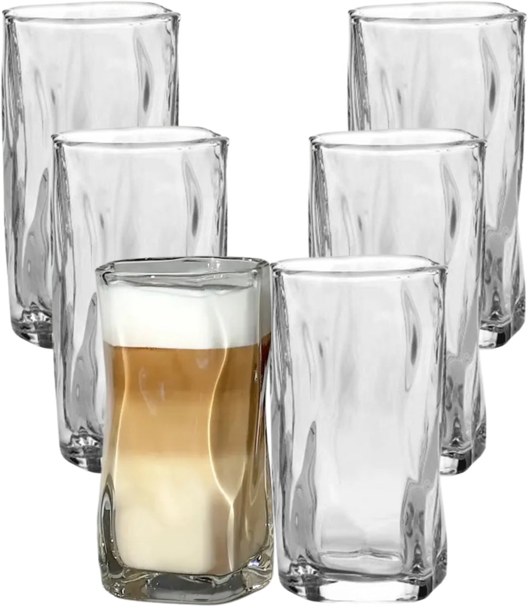 OZ Home – Wave Drinkglazen 250 ml – Set van 6 – Bavary Collection – Water & Frisdrank