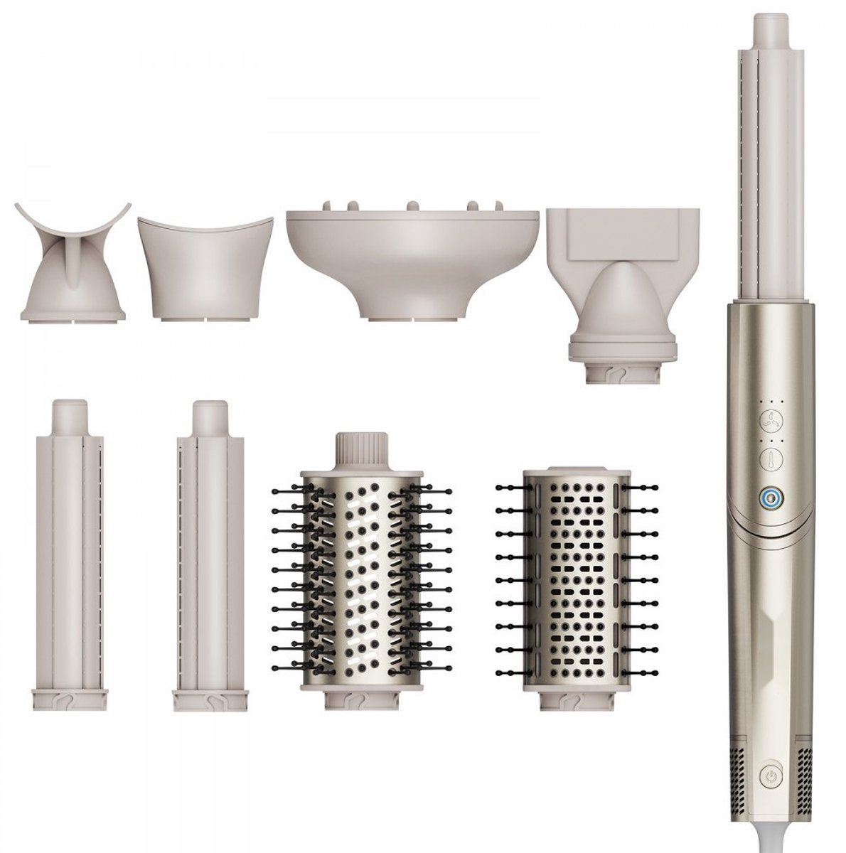 Krultang Set - 8-in-1 Multistyler - Keramische Krultang 3,2 cm - Met 2 Krulstaven, 2 Borstels, 4 Opzetstukken - Drogen, Stijlen, Krullen - Alle haartypen en lengtes