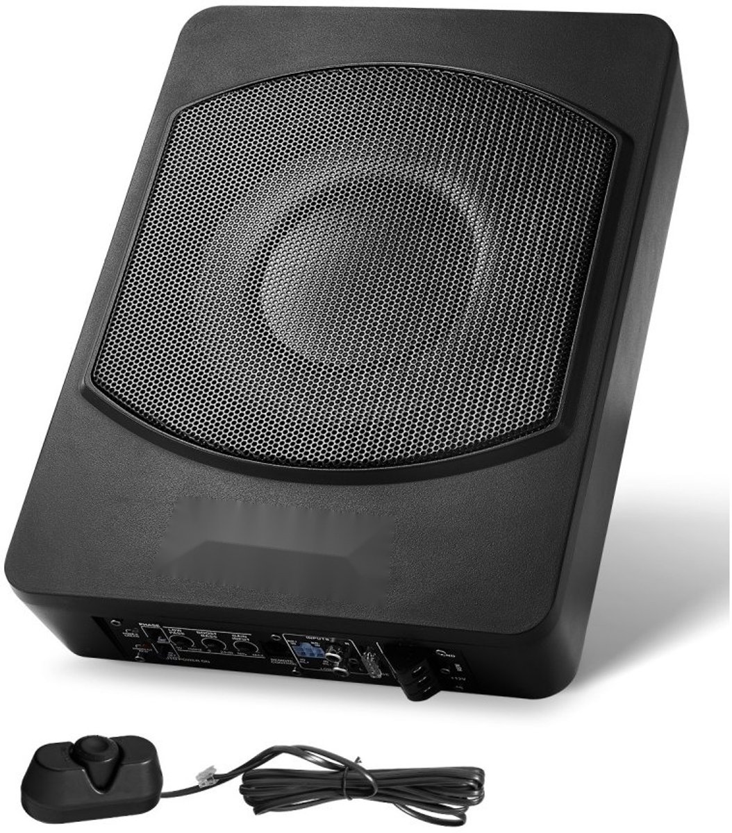 Onder de Stoel Auto Subwoofer - Actieve 25,4 cm Subwoofer - 240 W - Ingebouwde Versterker - Hoog/Laag Niveau Ingangen - Bedrade Bas/Volumeregeling - Platte Behuizing