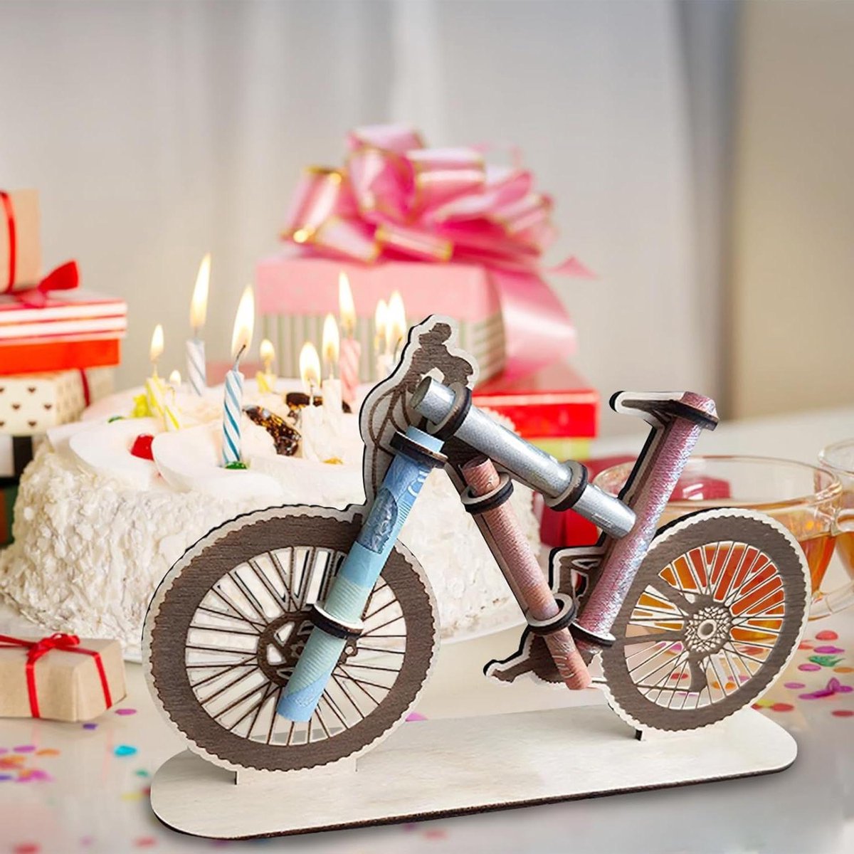 EGoods - Houten Geldcadeau Fiets Decoratie - Origineel Verjaardagscadeau voor Vrienden en Familie