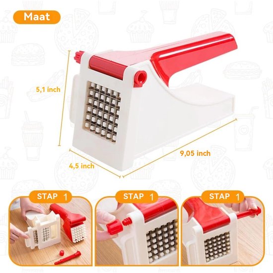 Coupe-légumes - Machine de découpe - Coupe-légumes manuel - Coupe-frites - Coupe-légumes en acier inoxydable - convient pour radis, courgettes, frites