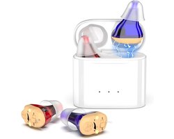 Hoortoestellen, hoortoestellen met draadloos opladen, hoortoestellen met magnetische oplaaddoosjes, digitale dual-channel in-ear hoortoestellen met ruisonderdrukking.