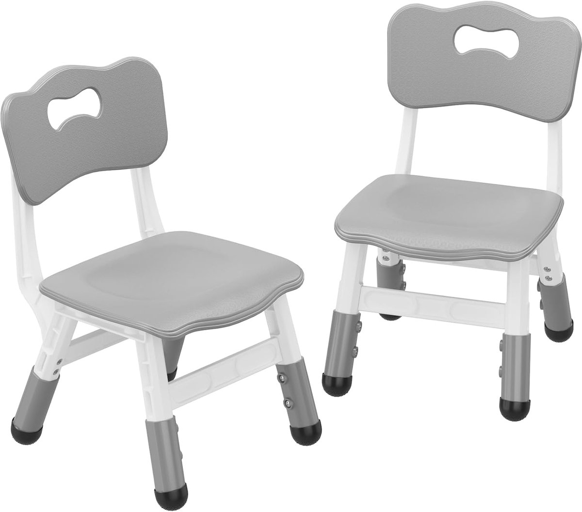 Kinderstoel Set van 2 met hoogte verstelbare stoel, Plastic peuterstoelen voor kinderen jongens meisjes, Kinderen Hangmat stoel, Booster stoelen voor peuters, donkergrijs