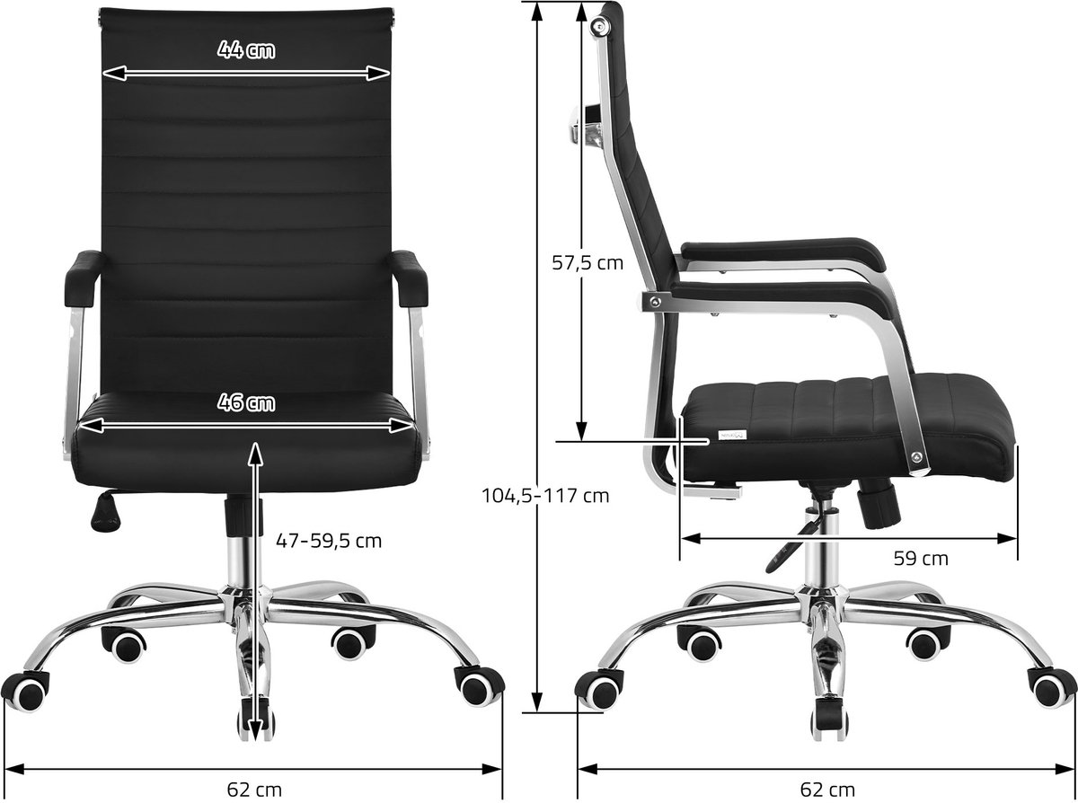 Ergonomische bureaustoel met armleuningen zwart met wielen & schommelfunctie ML design thumbnail 3