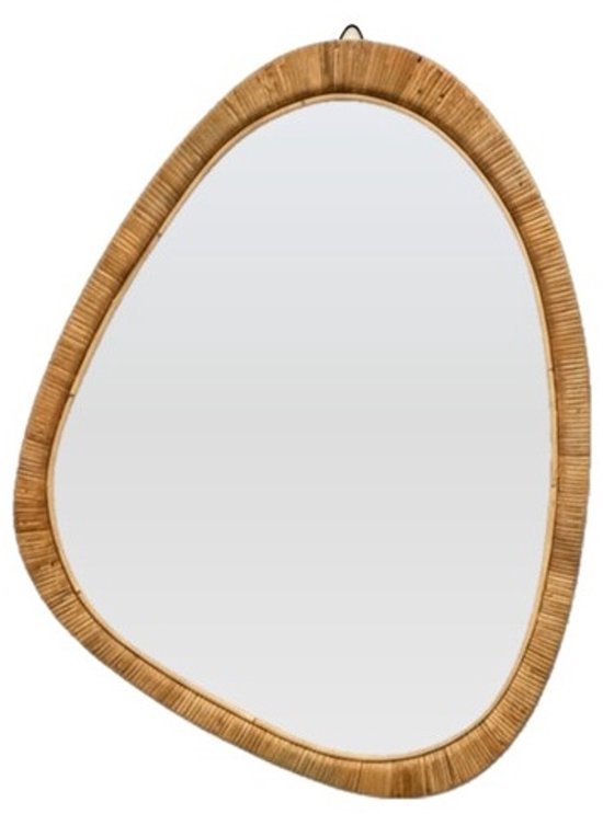 Miroir mural Lucca - Studio Lisette - Miroir mural avec cadre en rotin - Style organique - 60 x 68 cm - Handgemaakt - Boho
