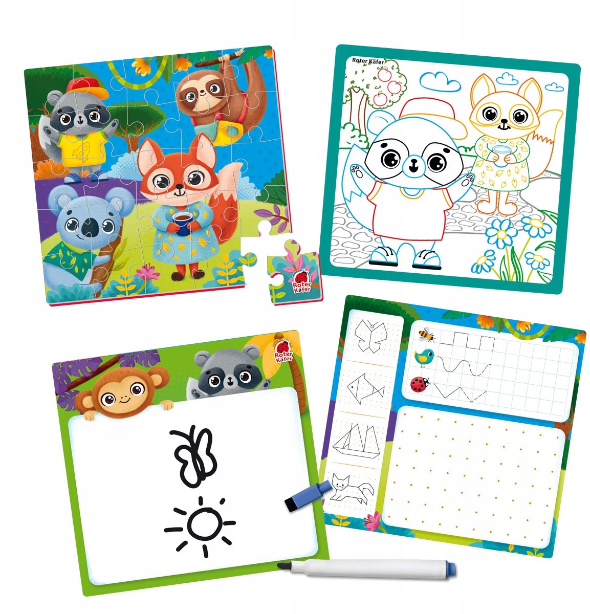 Educatieve Puzzel 4-in-1 Dieren - Logisch Denken & Creativiteit