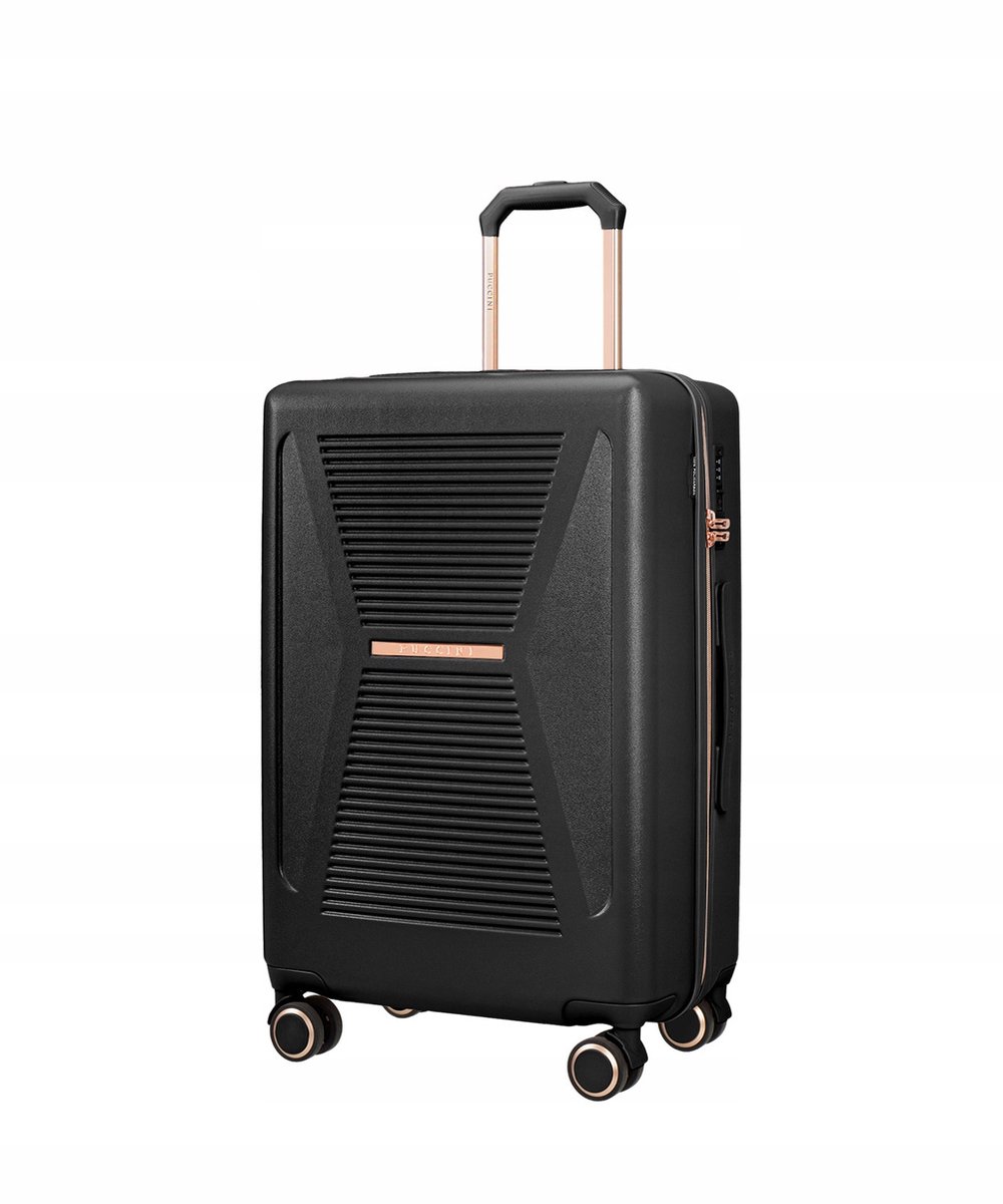 Puccini Malibu Koffer zwart PC031b-1 - Middelgroot, Polycarbonaat