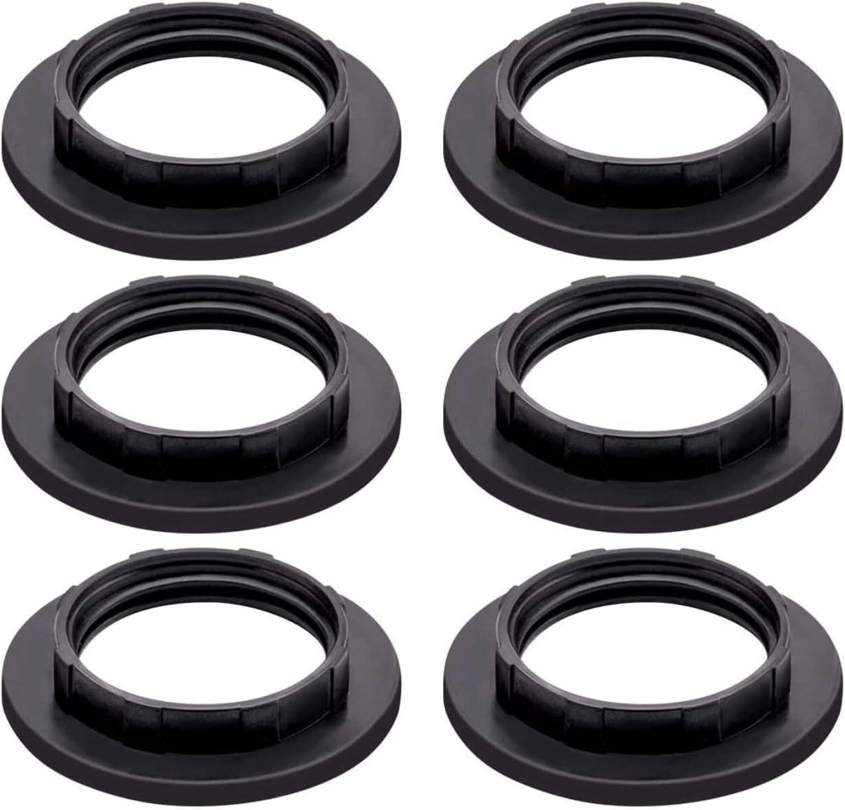 EGoods - 6-delige Set Zwarte Plastic Lampenkap Kraag Ring Converters voor E14 Lamphouder - Vervangende Schroef Ring