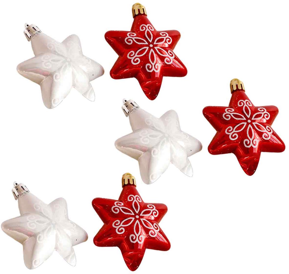 Mmgoqqt - 2 Stuks - Kerst Rood Wit Sneeuwvlok Versiering - Kerstversiering 挂件 - Rood Wit - Standaardmodel - Onbreekbaar En Decoratief