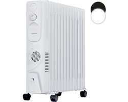 Heinrich’s HOR 8702 olieradiator - 13 ribben - 2500 W - met extra ventilator en handdoekenhouder - wit