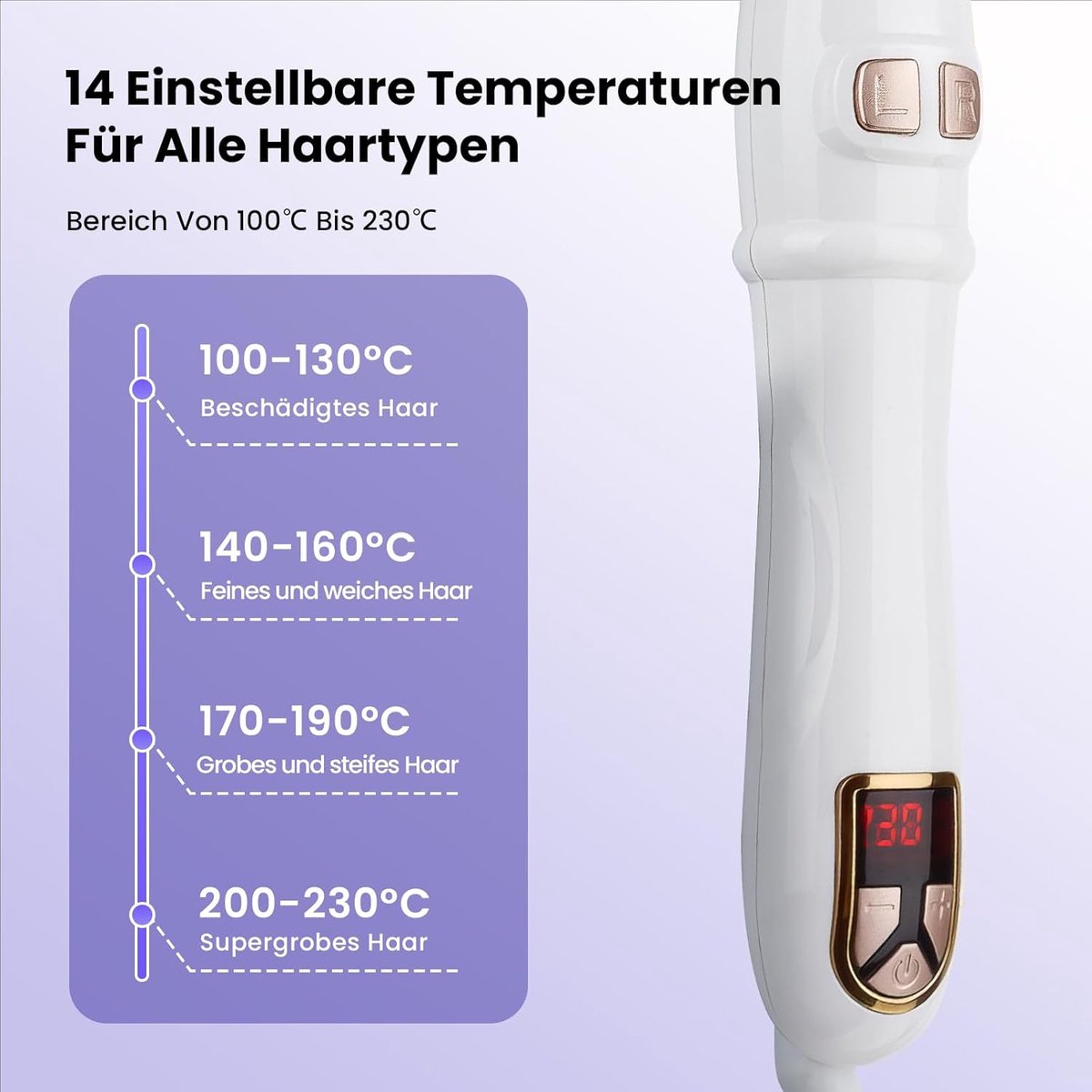360° roterende krultang automatisch, 32 mm krultang met 14 - afbeelding 2